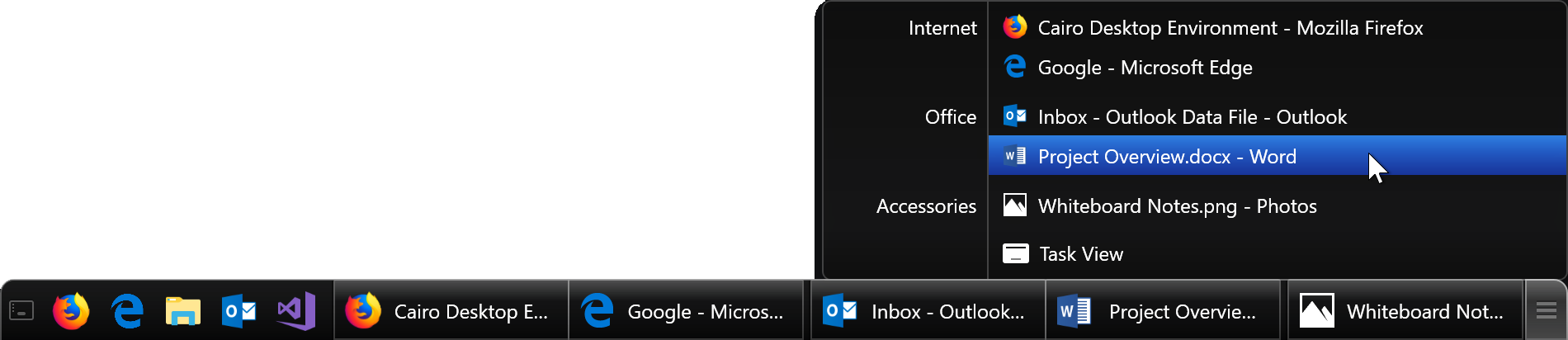 Taskbar screenshot